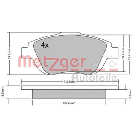  Kit de plaquettes de frein, frein à disque ()