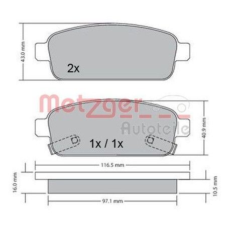  Kit de plaquettes de frein, frein à disque ()