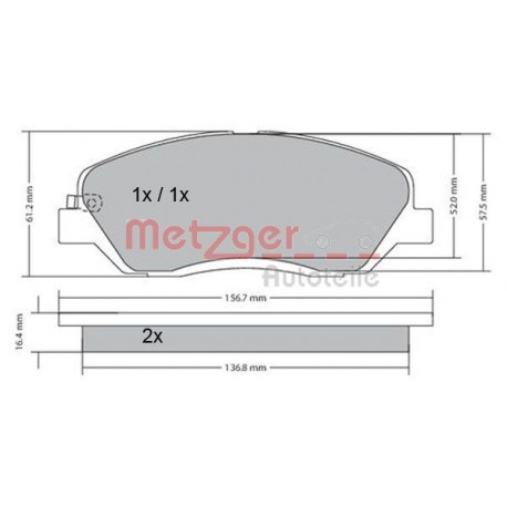 Kit de plaquettes de frein, frein à disque ()