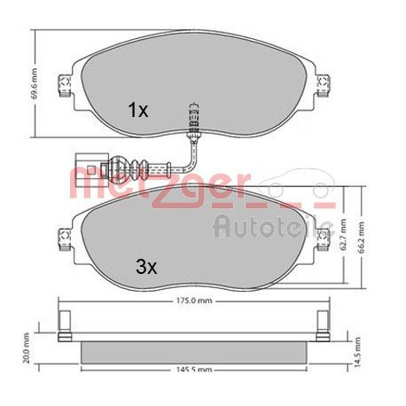  Kit de plaquettes de frein, frein à disque ()